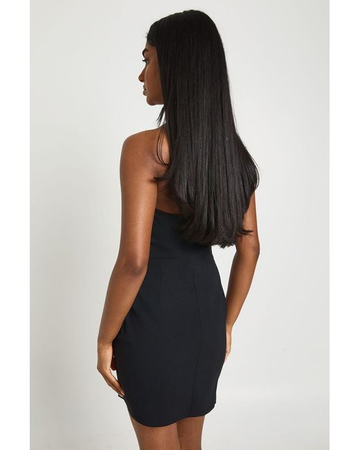 Boohoo Black Bengaline Halterneck Cut Out Corset Mini Dress