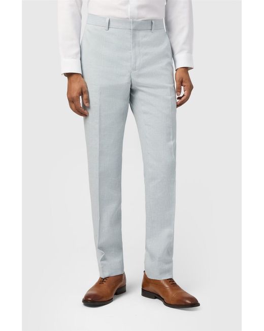 Ted Baker Blue Flat Fronted Slim Fit Suit Trousers for men