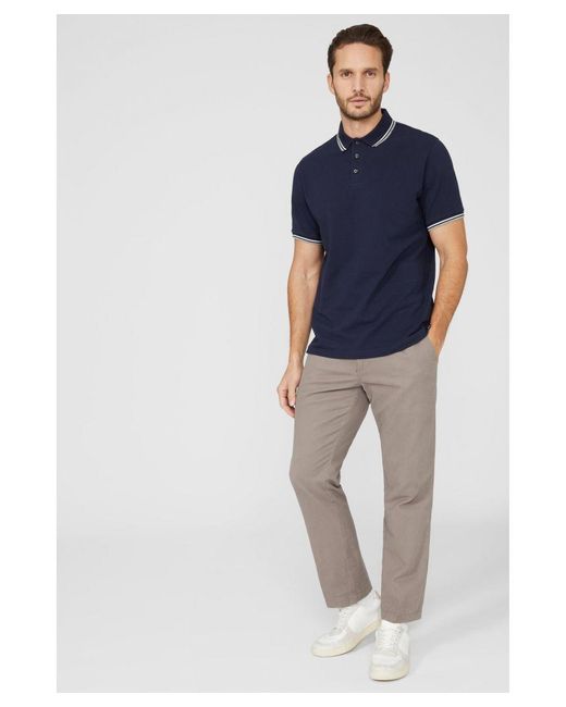 MAINE Blue Pique Tipped Polo for men