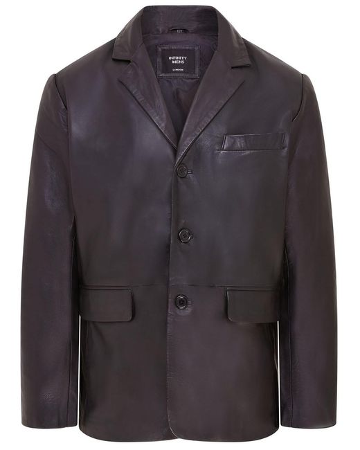 Infinity Leather Gray 3 Button Italian Blazer Jacket for men