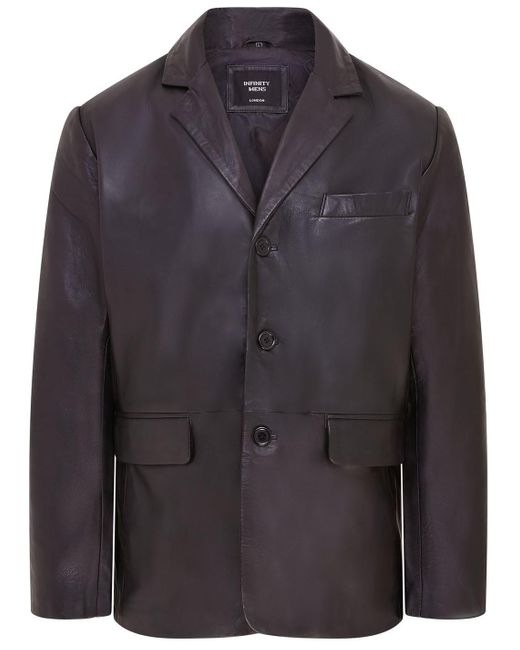 Infinity Leather Gray 3 Button Italian Blazer Jacket for men