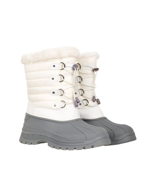 Mountain Warehouse White 'Whistler' Snow Boots Faux Fur Proof Winter Skiing Shoes Textile for men