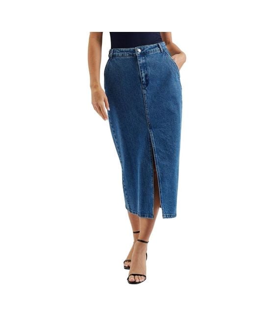 Ted Baker Blue Heloda Denim Midi Skirt With Centre Slit