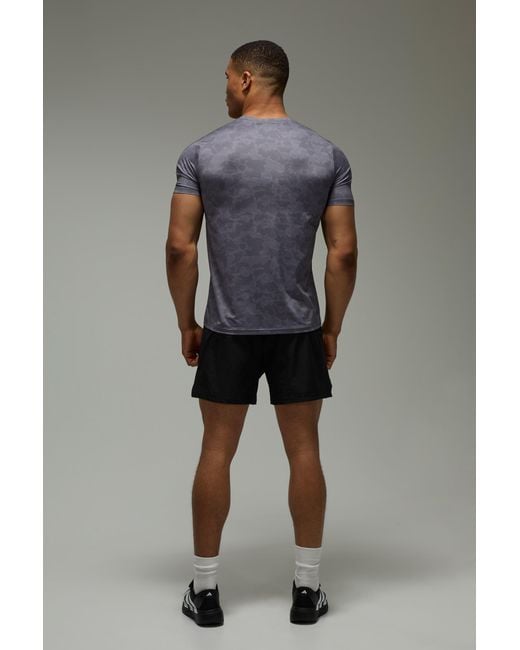 BoohooMAN Gray Active Regular Fit Geo Camo T-Shirt for men