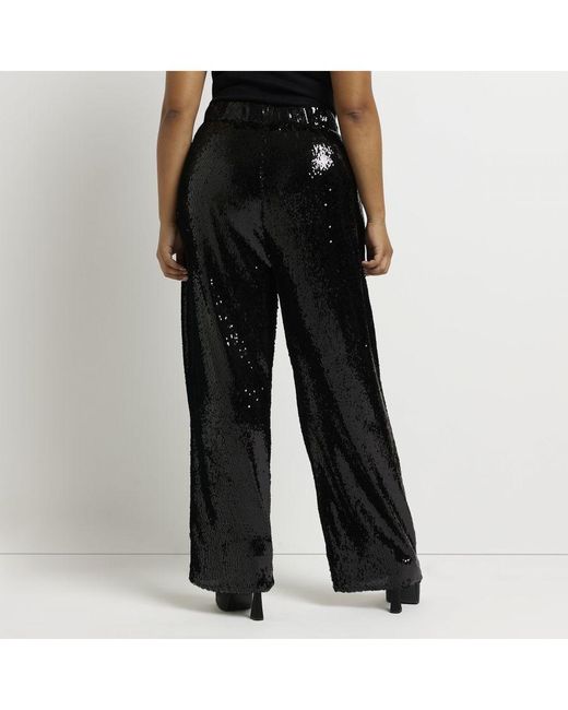 River Island Black Flared Trousers Plus Sequin