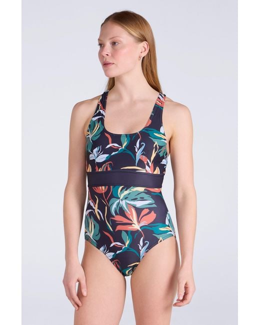 Mountain Warehouse Blue 'Yamba' Swimsuit Chlorine Resistant Printed Beachwear With Removable Cups