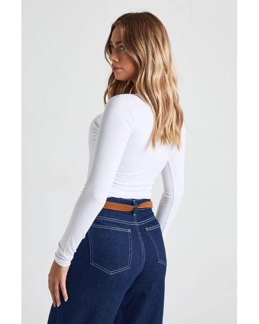 Boohoo White Ribbed Built