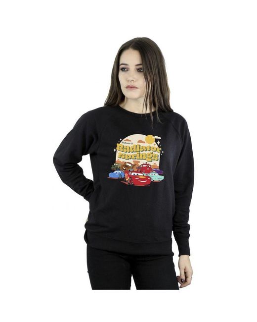 Disney Black Ladies Cars Radiator Springs Group Sweatshirt ()