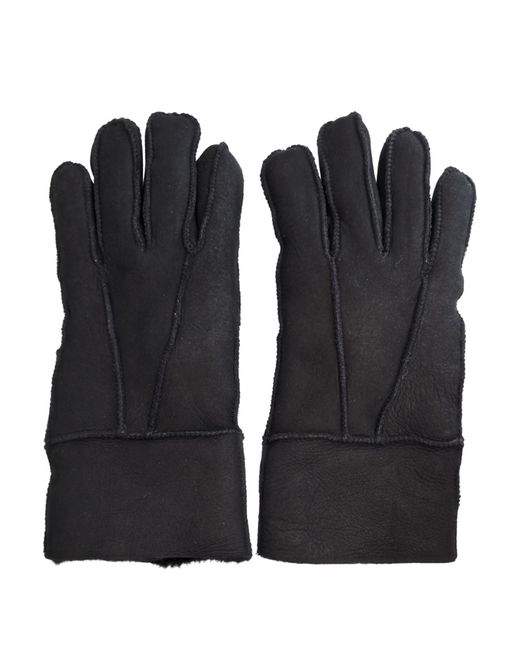 Infinity Leather Black Sheepskin Suede Gloves With Roll Up/Down Cuff