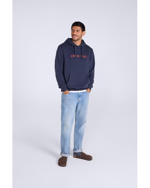 Mountain Warehouse Blue Driver' Logo Hoodie With Pocket Cotton Warm Everyday Casual Pullover for men