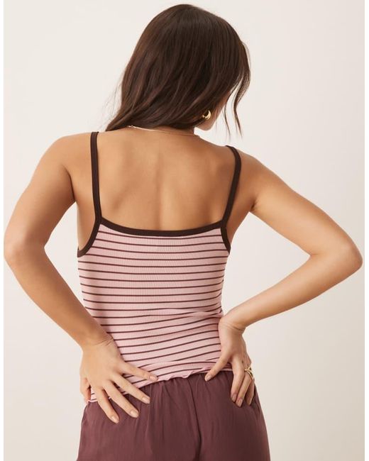 ASOS Pink Rib Cami With Contrast Binding