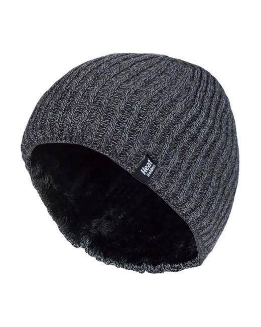 Heat Holders Gray Fleece Lined Thermal Winter Knitted Beanie Hat for men