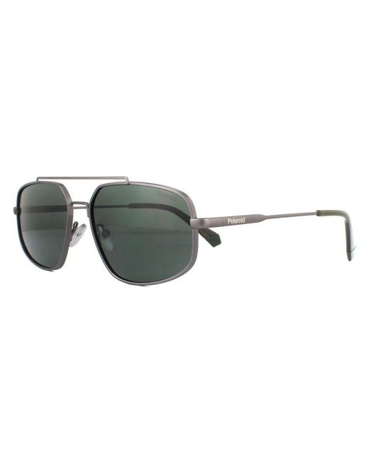 Polaroid Green Aviator Ruthenium Polarized Sunglasses for men