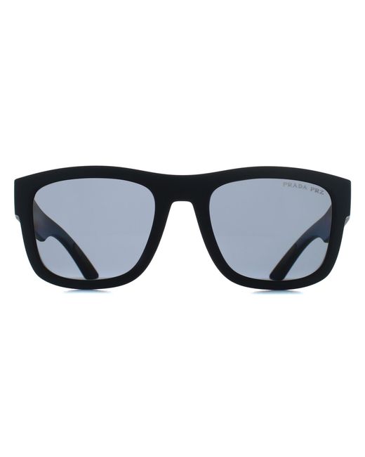 Prada Sport Black Rectangle Rubber Dark Polarized Ps01Zs for men