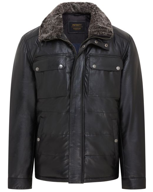 Infinity Leather Black Puffer Quilted Jacket for men