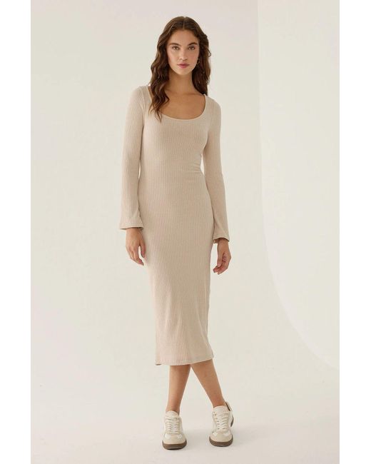 Hiccup Natural Midi Dress With Pool Collar