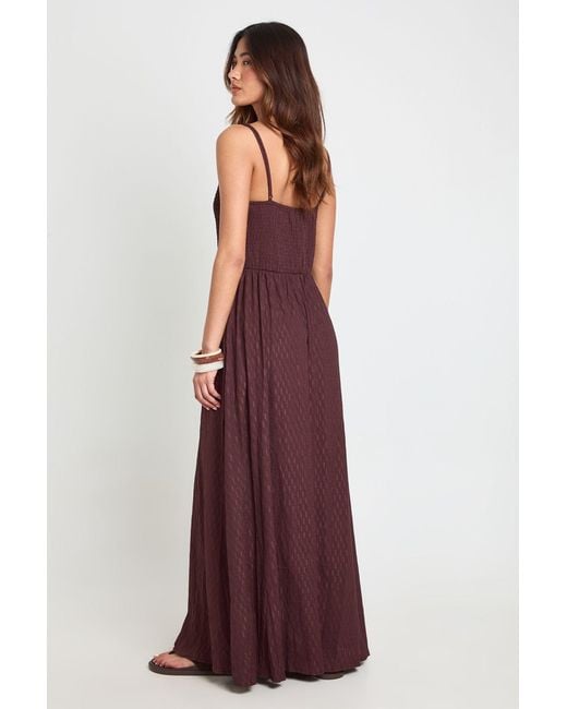 Boohoo Purple Textured Square Neck Shirred Bodice Maxi Dress