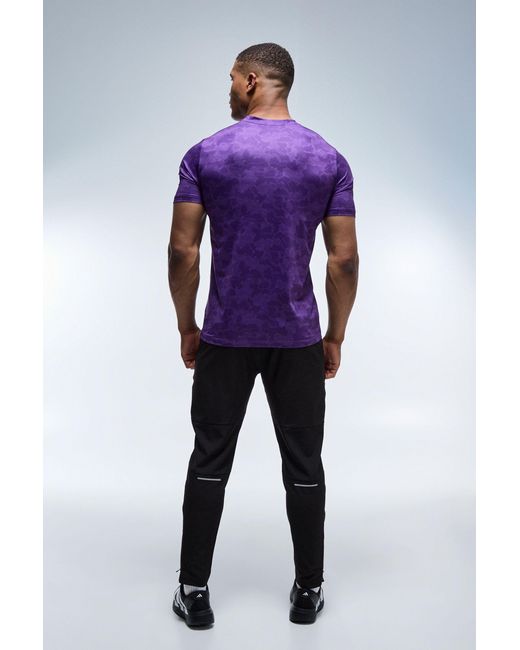 BoohooMAN Purple Active Regular Fit Geo Camo T-Shirt for men