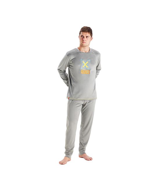 Munich Gray Long-Sleeved Round-Neck Velvet Pajamas Mu3 for men