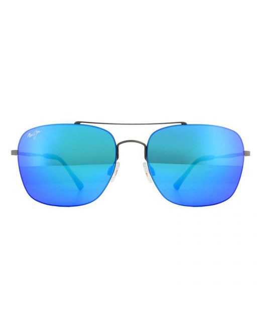 Maui Jim Blue Aviator Satin Dark Gunmetal Hawaii Polarized Sunglasses