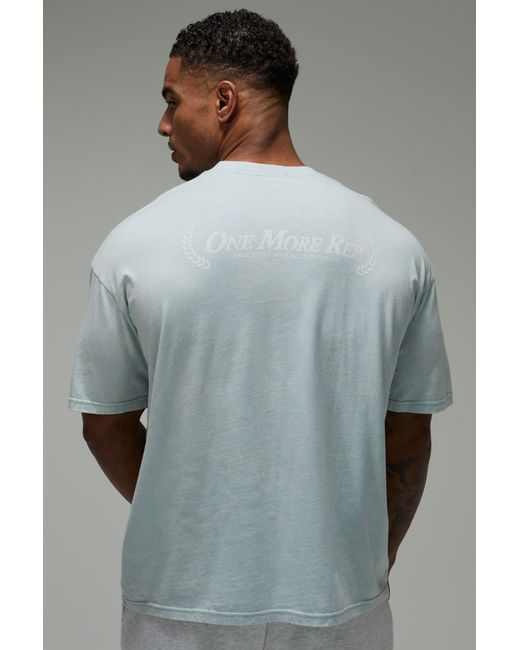 BoohooMAN Gray One More Rep Oversized Washed T-Shirt for men
