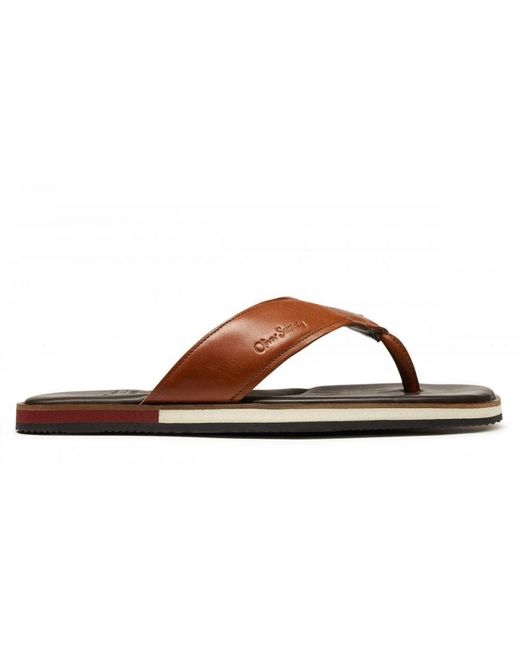 Oliver Sweeney Brown Saltash Leather Flip Flops for men