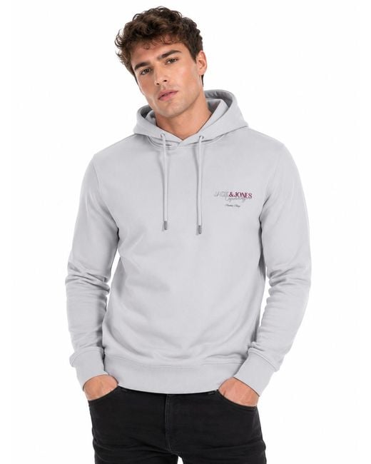 Jack & Jones Gray Hoodie Hooded Pullover for men
