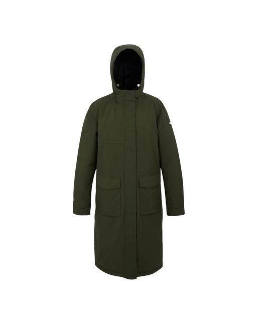 Regatta Green Ladies Yarli Longline Waterproof Jacket (Dark/Light Vanilla)