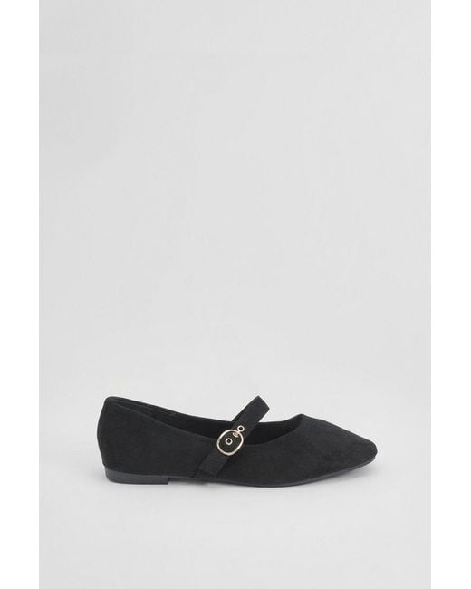 Oasis White Matilda Faux Suede Mary-Jane Soft Ballet Pumps