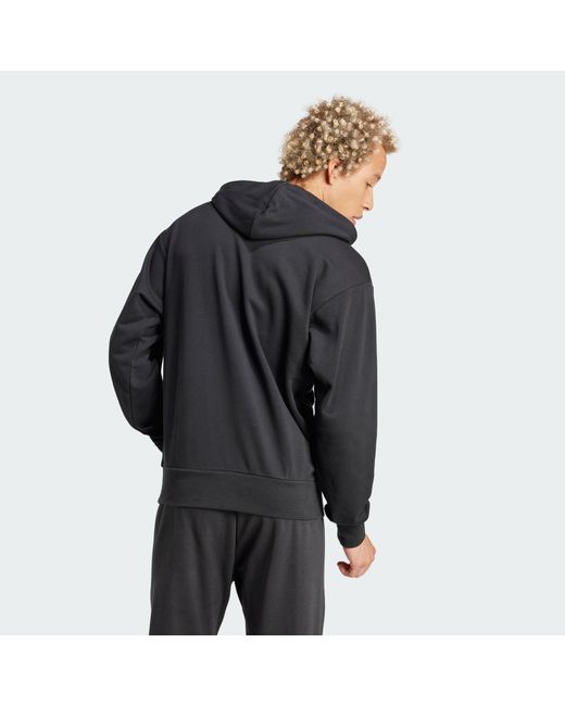 Adidas Black Essentials Big Logo French Terry Hoodie for men