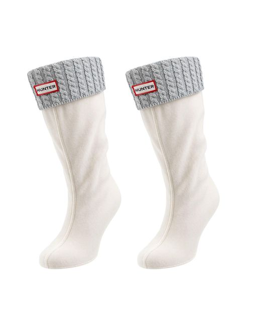Hunter White Mini Cable Tall Boot Socks for men