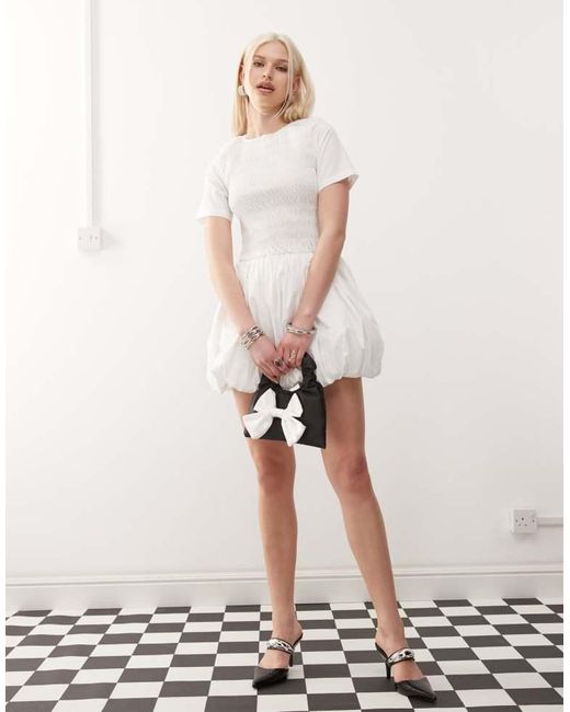 Amy Lynn White Eleanor Puffball Mini Dress