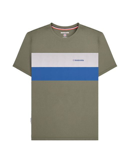 Lambretta Green Panelled Short-Sleeved T-Shirt Cotton for men