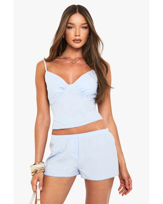 Boohoo White Button Detail Shorts