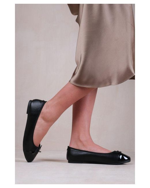 Where's That From Black 'Janice' Ballerina Flats With Front Bow Detail