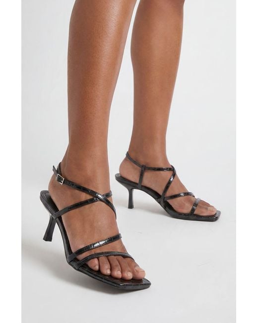 Boohoo Brown Wide Fit Square Toe Strappy High Heel