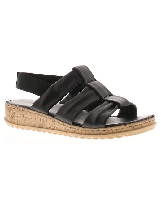 Hush Puppies Black Sandals Eden Leather Elasticated