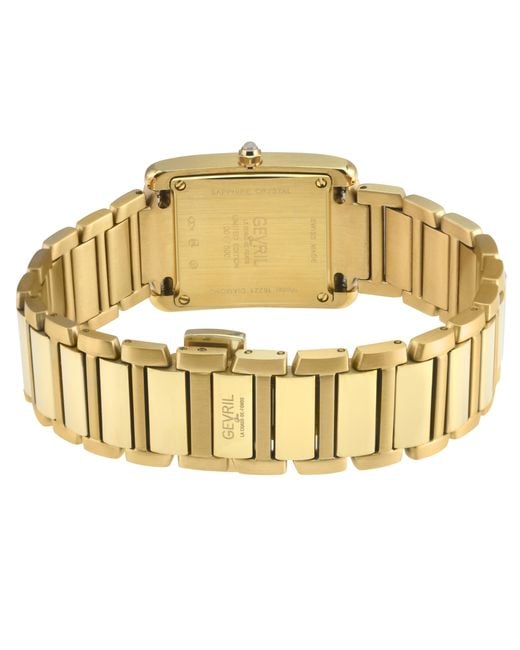 Gevril Metallic Regina Swiss Diamond Watch, Mop Dial, Ipyg Case, 316L Stainless Steel Bracelet