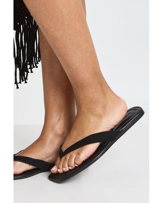 Boohoo Black Wide Fit Faux Suede Flip Flops
