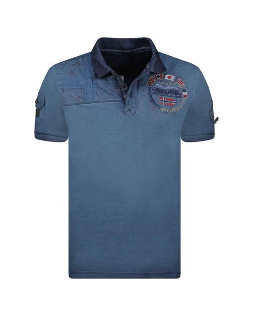 GEOGRAPHICAL NORWAY Blue Short-Sleeved Polo Shirt Sy1307Hgn for men