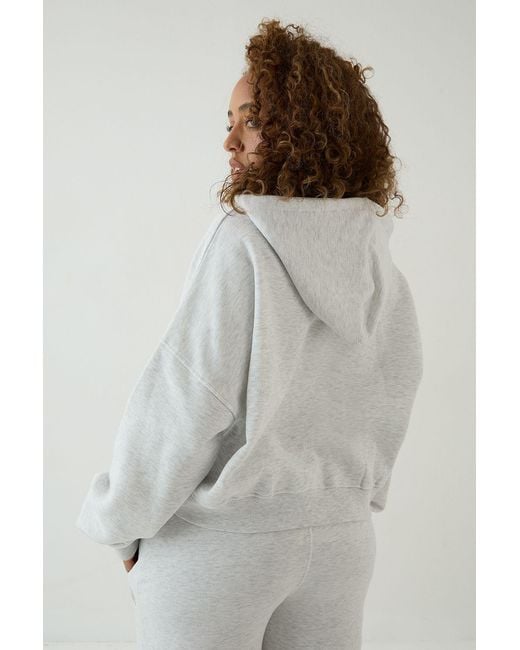 DSGN Studio Gray Collegiate Printed Zip Through Boxy Hoodie