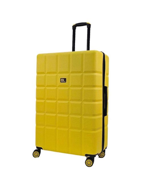 Infinity Leather Yellow Hard Shell Classic Suitcase Set 8 Wheel Cabin Luggage Case Travel Bag Abs