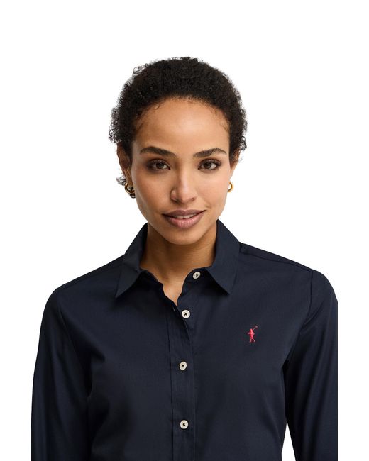 POLO CLUB Blue Poplin Shirt Long Sleeve Slim Fit Shirt-L-S24