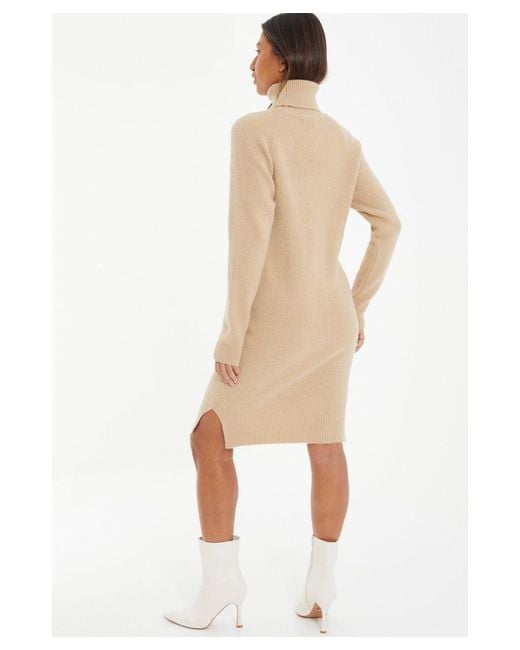 Quiz Natural Knit High Neck Jumper Dress Material_Acrylic