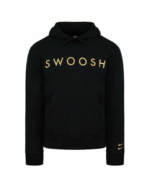 Nike Standard Fit Swoosh Logo Long Sleeve Pullover Black S Hoodie Dc2587 010 for men