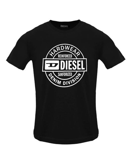 DIESEL Black Circle Hardware Logo Caviar T-Shirt Cotton for men