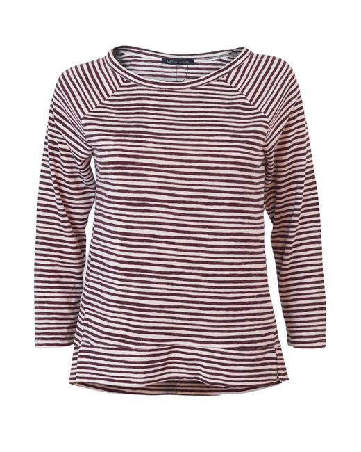 Marks & Spencer Red Wavy Striped Boat Neck Top