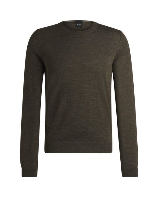 Boss Blue Leno Regular Fit Crew Neck Sweater for men