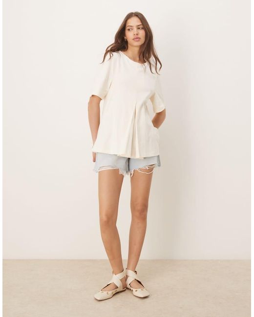 ASOS Natural Pleat Front Trapeze T-Shirt