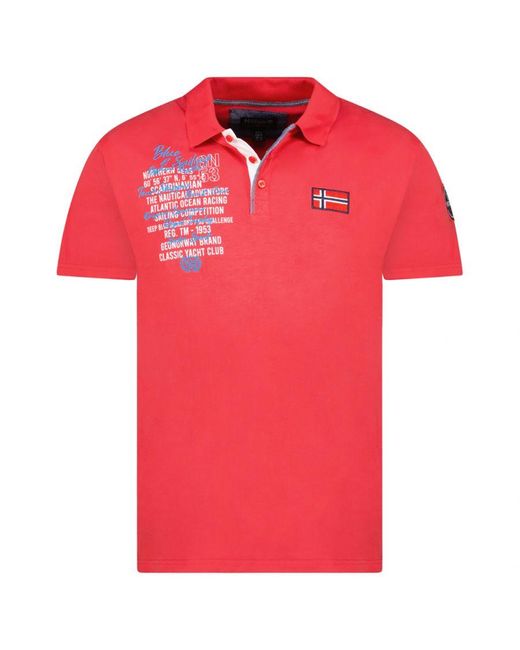 GEOGRAPHICAL NORWAY Red Short-Sleeved Polo Shirt Sy1309Hgn for men